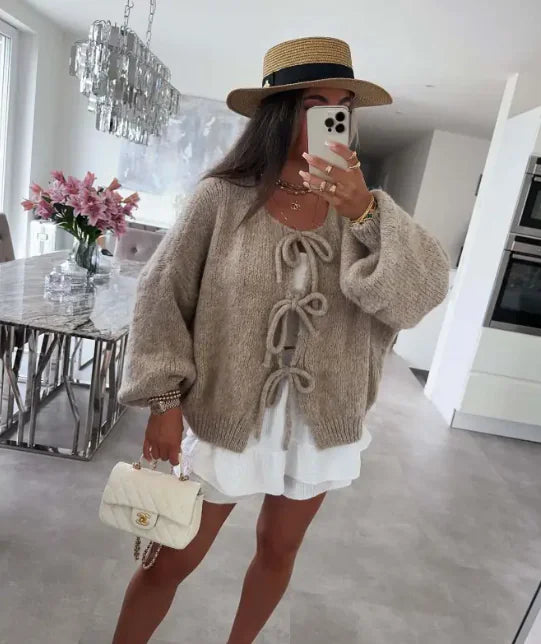 Bow Lace Knit Cardigan