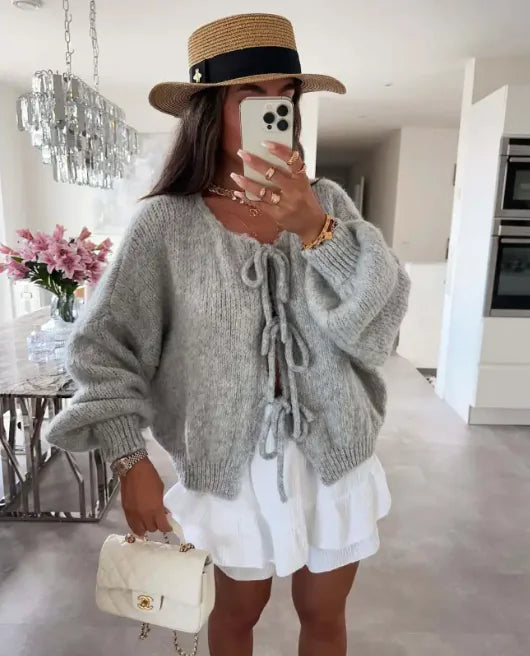 Bow Lace Knit Cardigan